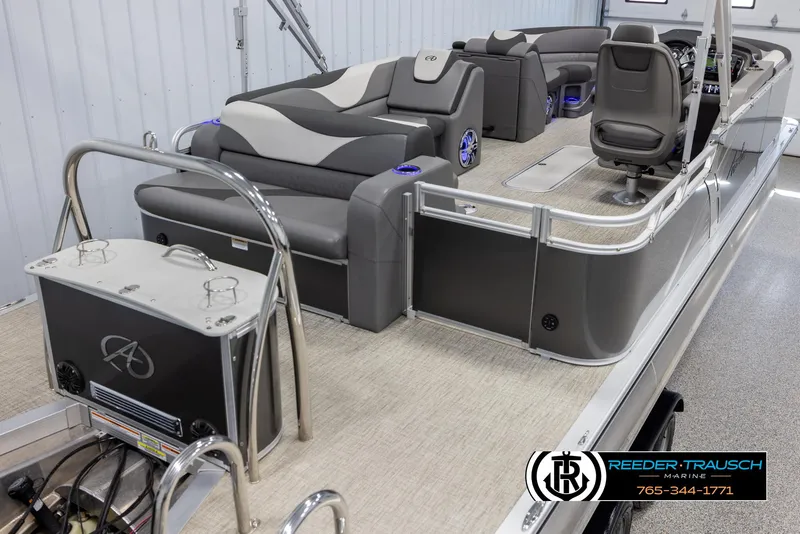 Slide: The Image of 2022 Avalon 2285 LSZ CRB pontoon boat interior with seating and steering console. - 12