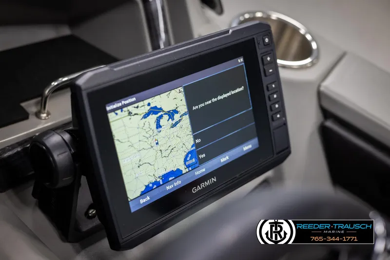 Slide: The Image of Garmin navigation system on 2022 Avalon 2285 LSZ CRB boat dashboard. - 34