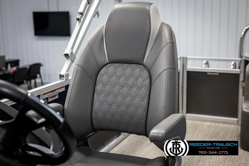 Slide: The Image of 2022 Avalon 2285 LSZ CRB boat seat with textured gray upholstery. - 36
