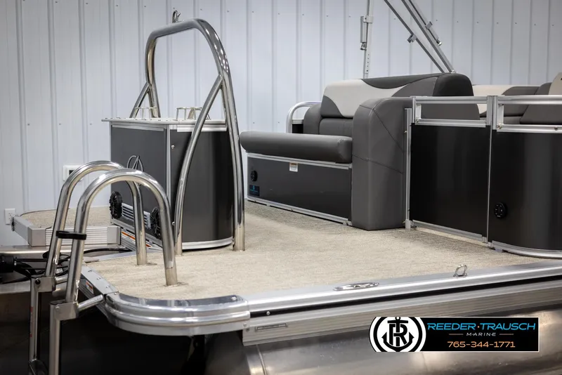 Slide: The Image of 2022 Avalon 2285 LSZ CRB pontoon boat interior with seating and railing. - 42