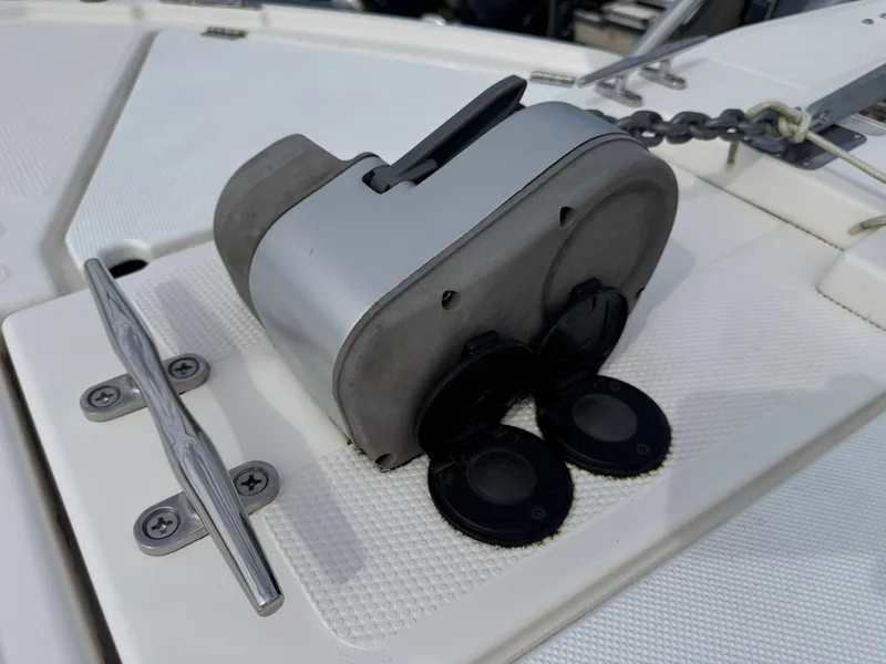 Slide: The Image of Anchor winch on 2021 Cutwater C-24 Coupe boat deck. - 49