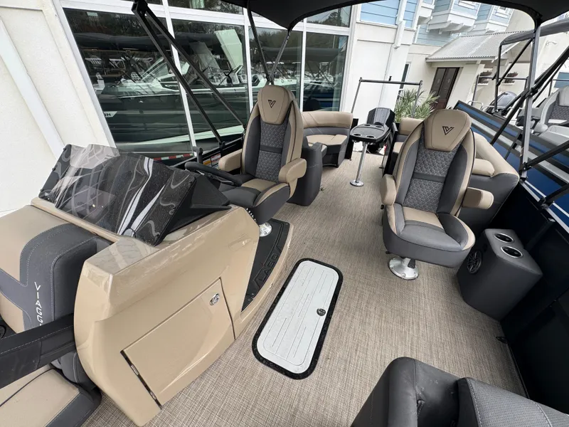 Slide: The Image of Luxurious 2025 Viaggio Lago Z-U boat interior with plush seating and modern design. - 5
