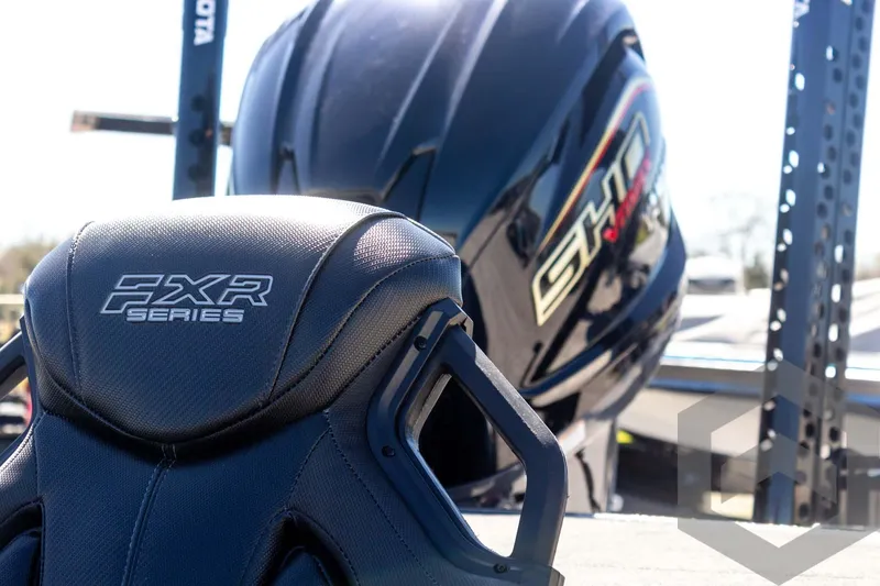 Slide: The Image of 2025 Skeeter FXR 21 Limited boat seat and engine detail. - 10