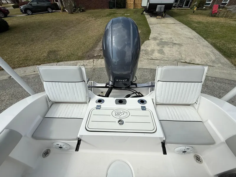 Slide: The Image of 2020 Sea Fox 206 Commander boat with dual seats and outboard motor. - 16