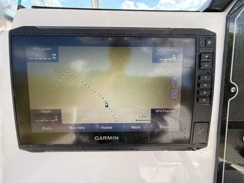 Slide: The Image of Garmin GPS display on 2020 Sea Fox 206 Commander boat showing navigation route. - 9