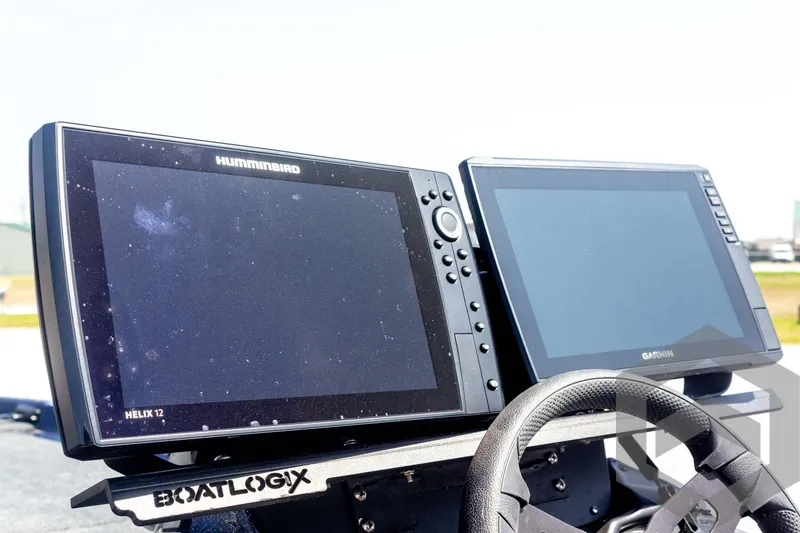 Slide: The Image of Dual marine displays on 2023 Skeeter ZXR 20 boat dashboard. - 33