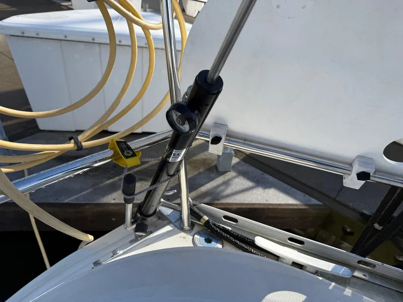 Slide: The Image of Close-up of Jeanneau Sun Odyssey 36.2 yacht deck details, 1999 model. - 34