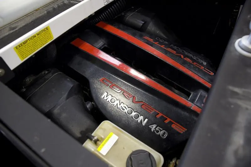 Slide: The Image of 2014 Malibu 247 LSV engine compartment with Corvette Monsoon 450 engine. - 17