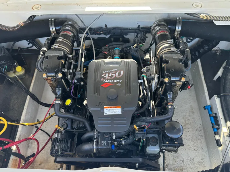 Slide: The Image of Engine compartment of a 2008 Crownline 270 BR with MerCruiser 350 MAG MPI engine. - 18