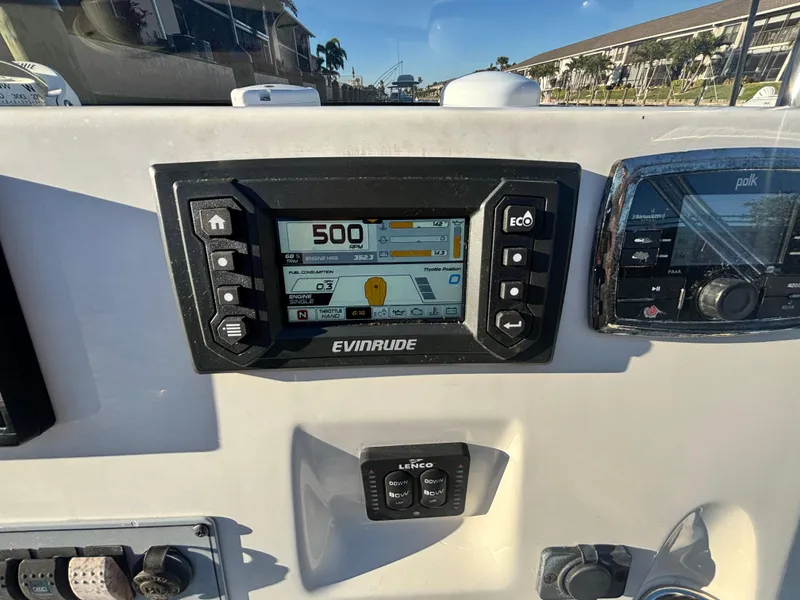 Slide: The Image of Dashboard of a 2017 Key West 230 Bay Reef boat with Evinrude display. - 5