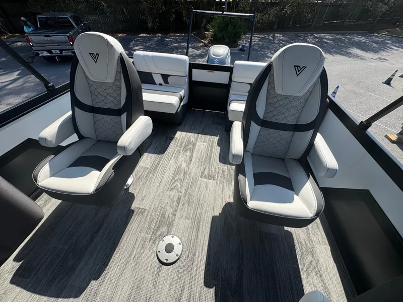 Slide: The Image of Interior of 2025 Viaggio Diamante Q boat with luxurious seating and modern design. - 6