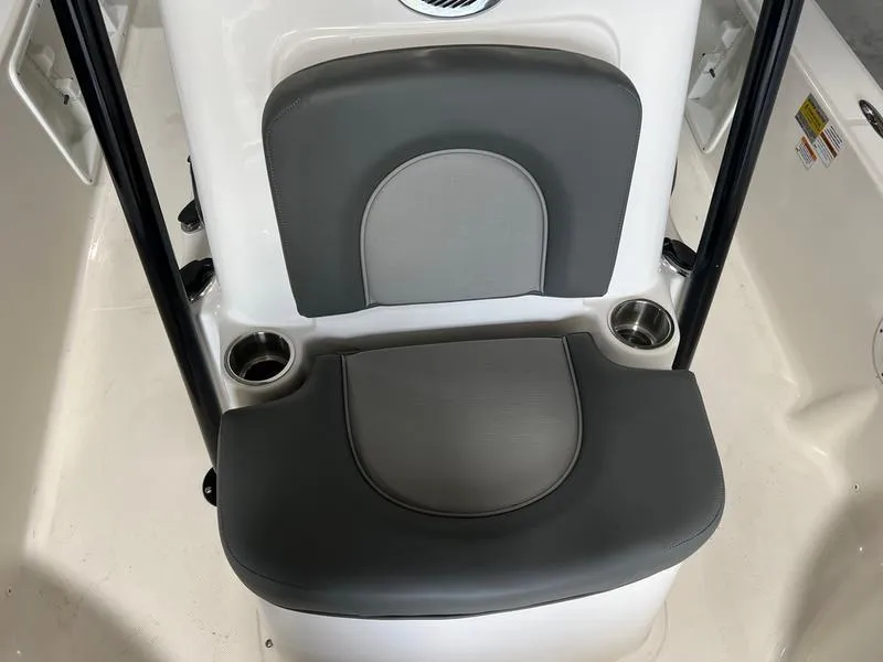 Slide: The Image of 2024 Sea Born FX 21 BAY boat seat with cup holders, gray upholstery. - 8