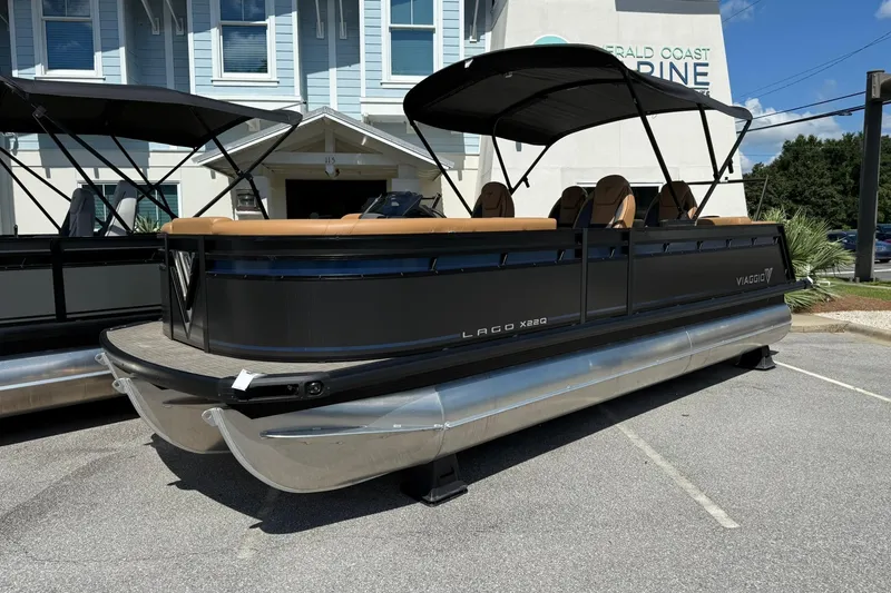 The Image of 2025 Viaggio Lago X-Q pontoon boat displayed at Emerald Coast Marine. - 0