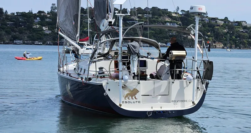 Slide: The Image of Sailing yacht "Blue Jacket 40" on calm water, 2015 model. - 2