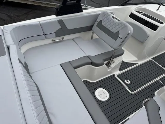 Slide: The Image of 2025 Bayliner VR6 Bowrider I/O interior with sleek seating and modern design. - 5