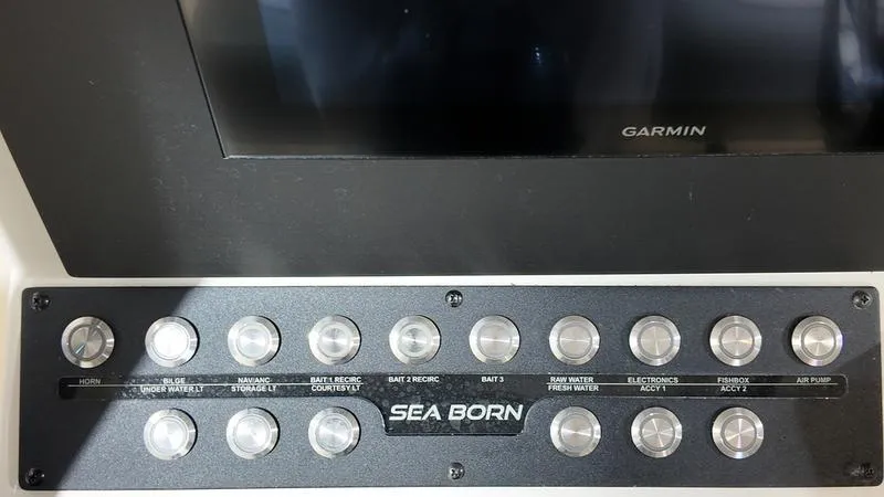 Slide: The Image of Control panel of 2024 Sea Born LX 24 LE boat with Garmin display. - 15