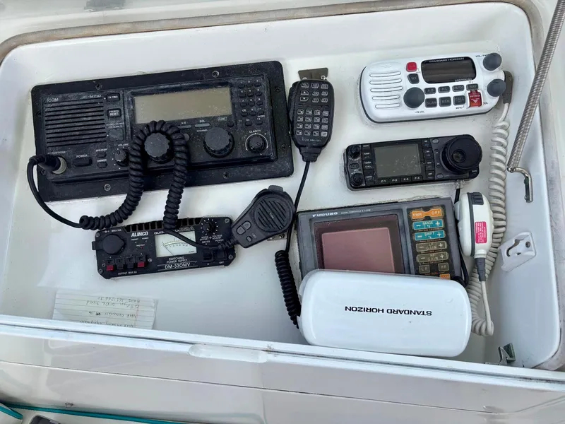 Slide: The Image of Marine communication equipment on a 1991 Hatteras 52 Cockpit Motor Yacht. - 9