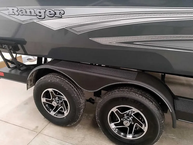 Slide: The Image of 2025 Ranger VX1988 WT trailer with dual wheels and sleek design. - 15