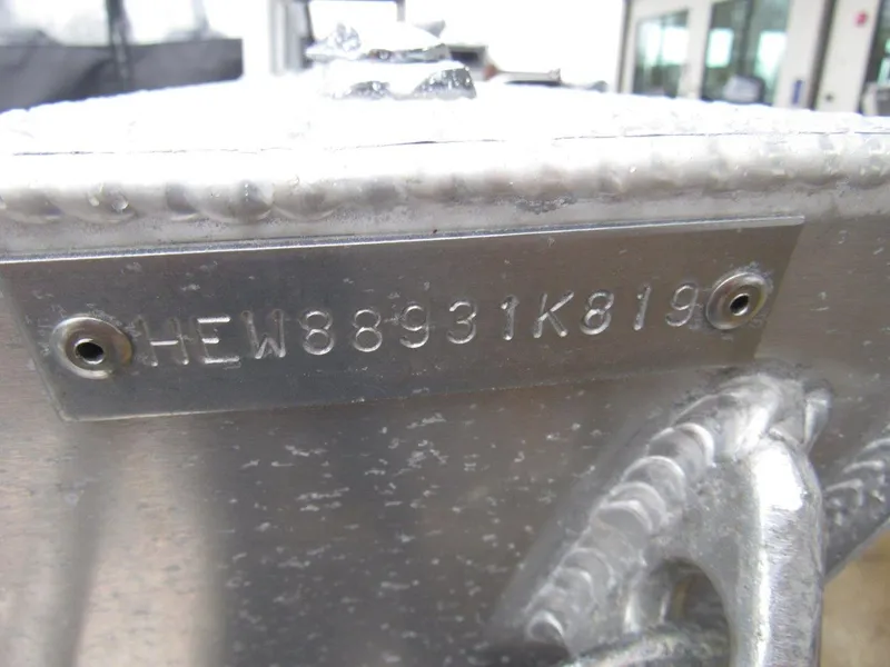 Slide: The Image of Hewescraft 200 Sportsman 2019 boat hull identification number (HIN) plate close-up. - 19
