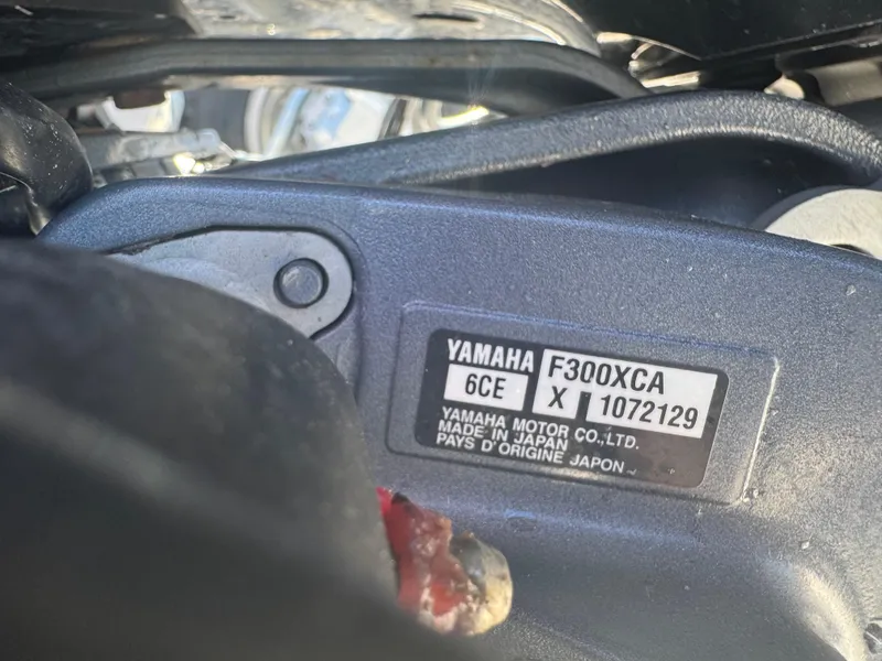 Slide: The Image of Yamaha F300XCA engine label on 2020 Sea Legs Hydrasol Amphibious RIB 30. - 15