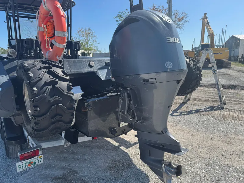 Slide: The Image of Amphibious RIB with outboard motor and large tires, 2020 Sea Legs Hydrasol model. - 16