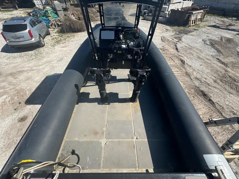 Slide: The Image of Amphibious RIB boat, 2020 Sea Legs Hydrasol, parked on gravel, interior view. - 23