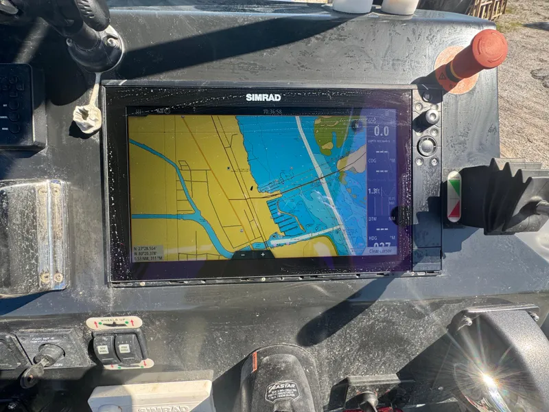 Slide: The Image of Navigation system on a 2020 Sea Legs Hydrasol Amphibious RIB 30, displaying a nautical map. - 28