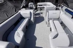 Slide: The Image of 2025 Bentley Pontoons 220 Cruise XL interior with spacious seating and modern design. - 6