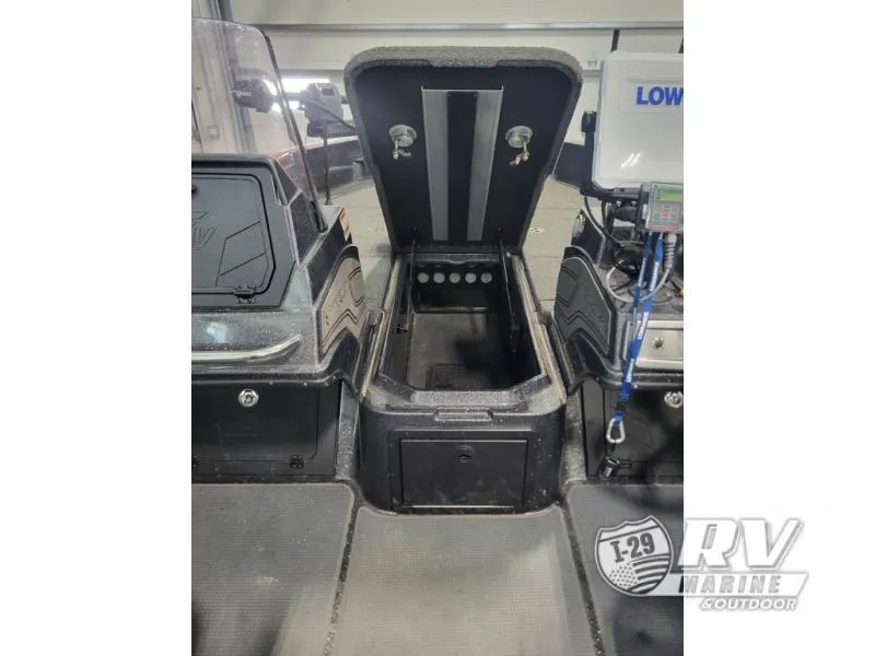 Slide: The Image of 2022 Nitro ZV20 boat interior storage compartment with open lid. - 12