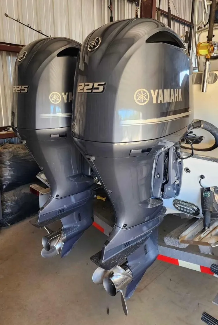 Slide: The Image of Twin Yamaha 225 outboard motors on a 2020 Cape Horn 27 XS boat. - 3