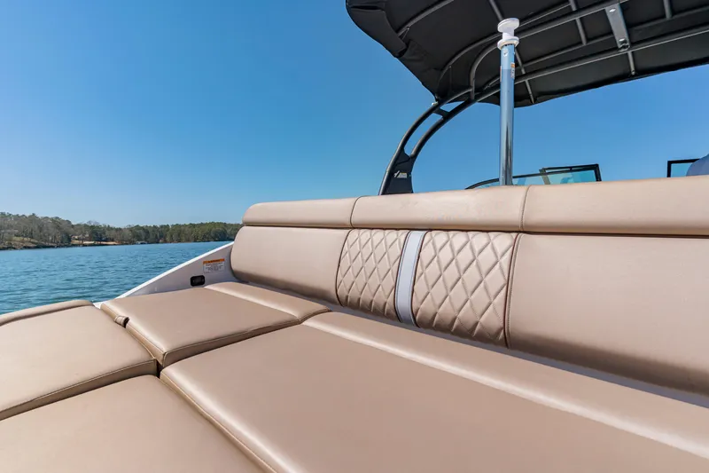 Slide: The Image of Luxurious seating on 2017 Sea Ray SDX 270 Outboard boat, with scenic water view. - 20