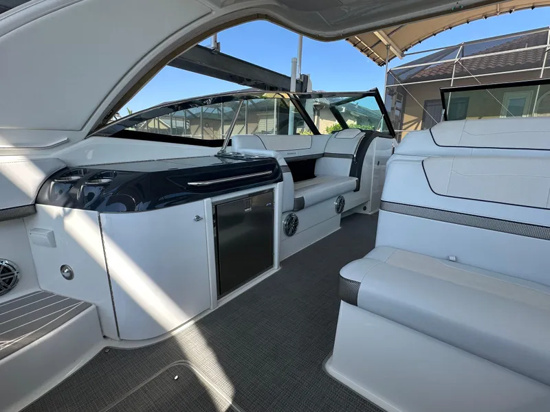 Slide: The Image of 2020 Formula 350 Crossover Bowrider OB interior with sleek seating and modern design. - 28