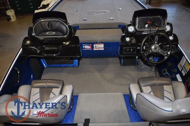 Slide: The Image of Interior of a 2019 Nitro Z19 boat with dual consoles and seating. - 13
