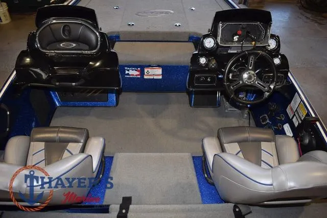 Slide: The Image of Interior of a 2019 Nitro Z19 boat with dual consoles and seating. - 14