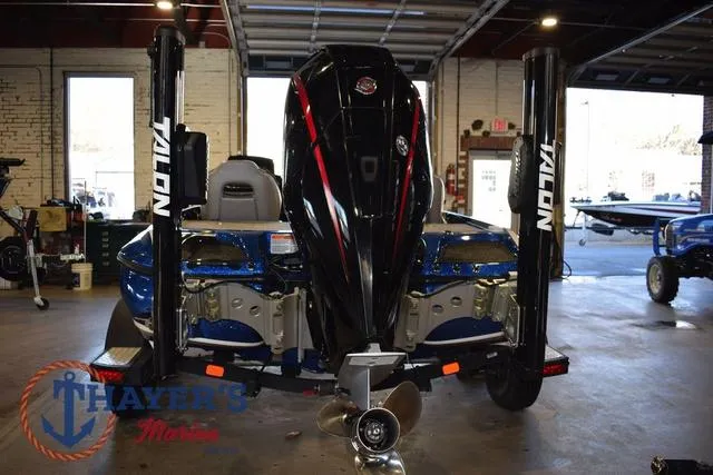 Slide: The Image of 2019 Nitro Z19 boat with Talon anchors in a garage setting. - 4