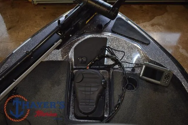 Slide: The Image of 2016 Stratos 176 VLO™ boat dashboard with control panel and fish finder. - 14