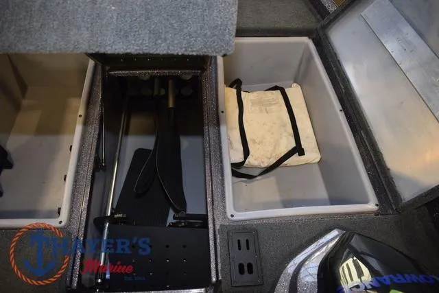 Slide: The Image of 2016 Stratos 176 VLO™ boat storage compartments with equipment and accessories. - 26