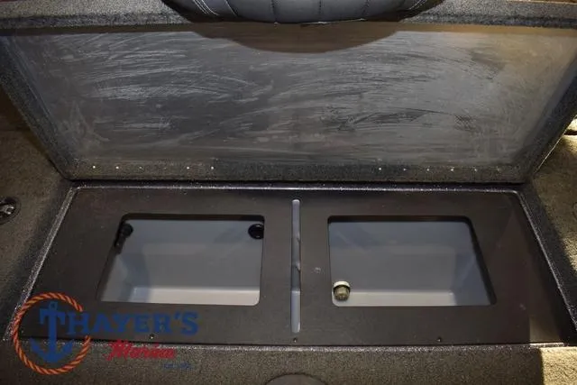 Slide: The Image of 2016 Stratos 176 VLO™ boat storage compartment, open with dual sections. - 29