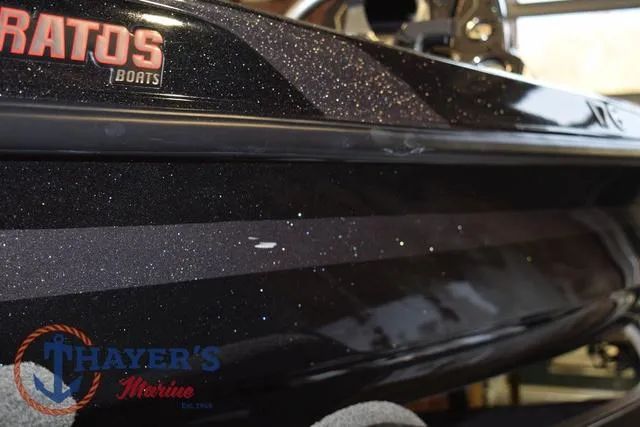 Slide: The Image of 2016 Stratos 176 VLO™ boat with a sleek, glittery black finish at Thayer's Marine. - 37