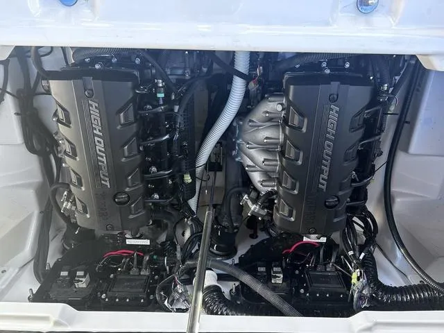 Slide: The Image of 2023 Yamaha AR250 boat engines, high output, dual setup, detailed view. - 18