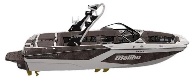 Slide: The Image of 2025 Malibu 22 MXZ boat with sleek design and modern features. - 1
