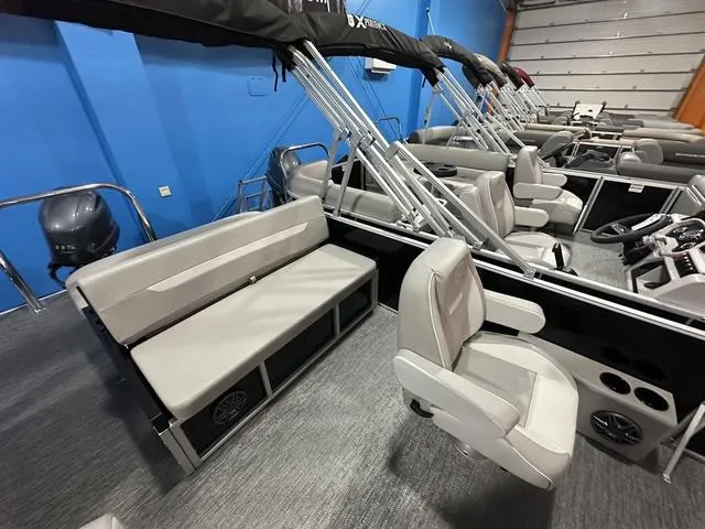 Slide: The Image of 2025 Godfrey Pontoons Xperience 2286 SFLX with spacious seating and modern design. - 6