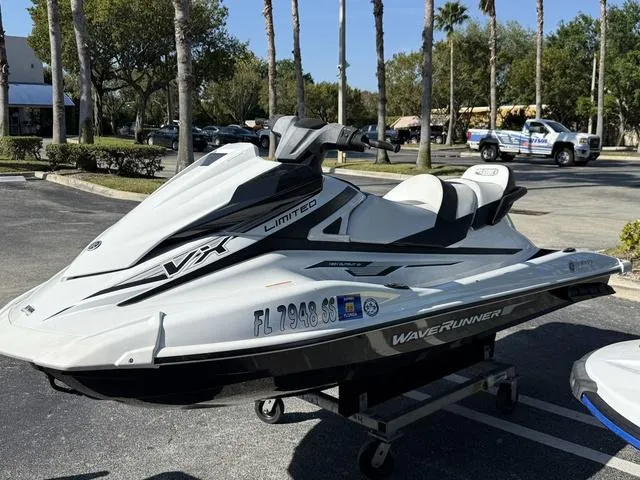 Slide: The Image of 2020 Yamaha WaveRunner VX, white and black jet ski, side view. - 1