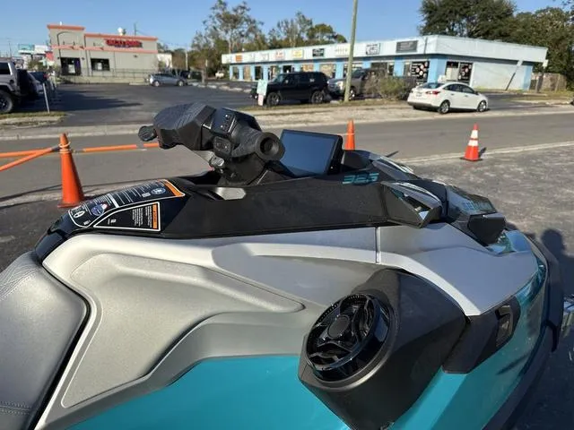 Slide: The Image of 2025 Sea-Doo Waverunner PWC GTX LTD 325, parked outdoors, close-up of dashboard and controls. - 8