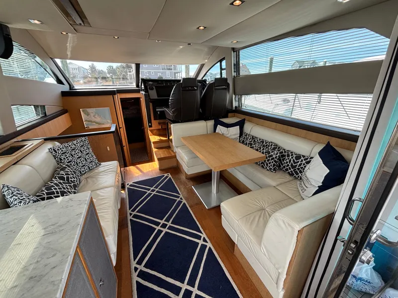Slide: The Image of Luxurious interior of 2015 Fairline Squadron 42 yacht with elegant seating and modern design. - 10