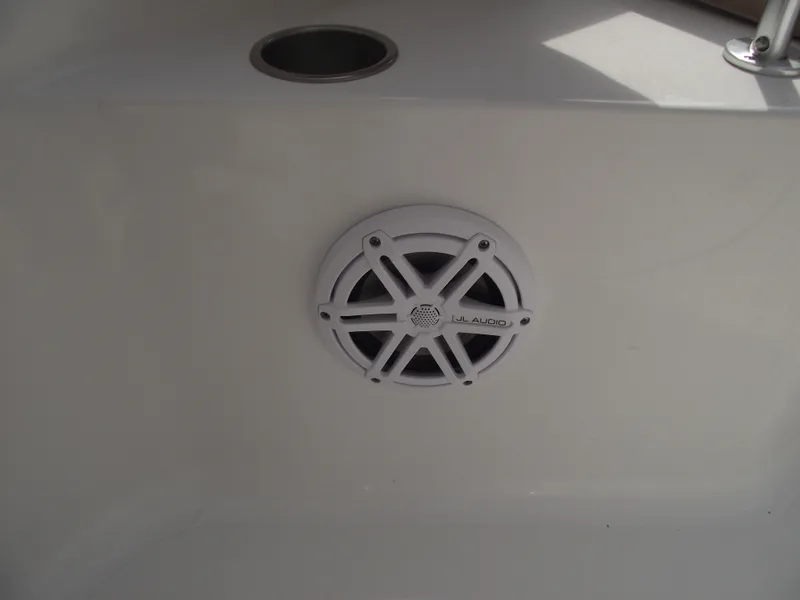 Slide: The Image of Speaker on 2019 Sportsman Open 232 Center Console boat interior. - 17
