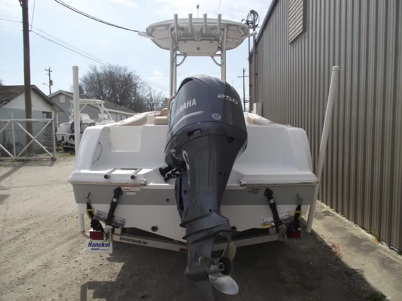 Slide: The Image of 2019 Sportsman Open 232 Center Console boat with Yamaha 250 engine, rear view. - 3