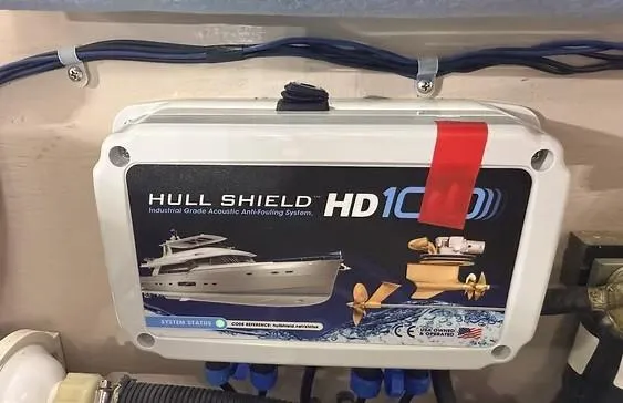 Slide: The Image of Hull Shield HD1000 anti-fouling system on 2003 Sea Ray 390 Motor Yacht. - 12