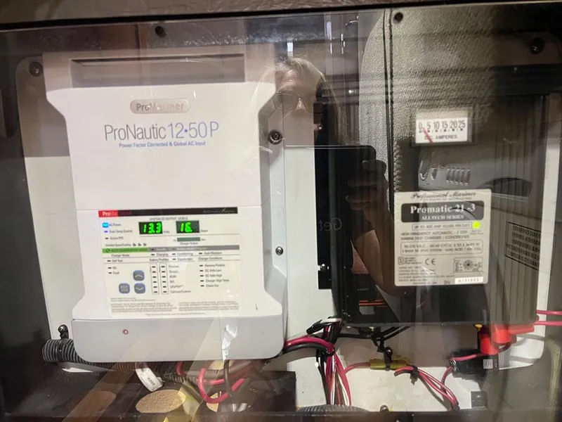 Slide: The Image of ProNautic 12-50P power panel inside a 2003 Sea Ray 390 Motor Yacht. - 45