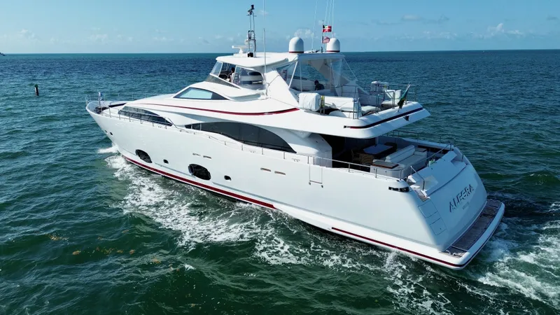 The Image of Luxurious 2016 Custom Line 97 yacht cruising on open sea. - 1